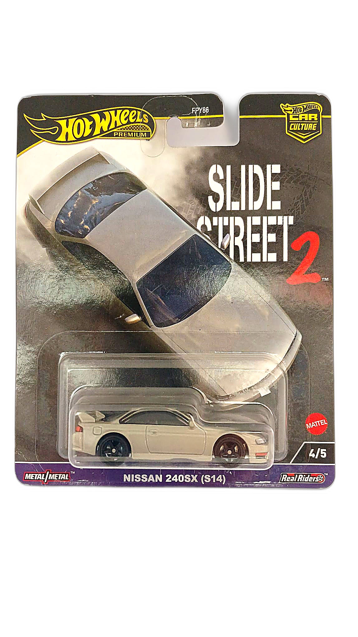Hot Wheels Premium Car Culture Slide Street 2 4/5 — Nissan 240SX (S14) (FPY86) (Bej/Gümüş)
