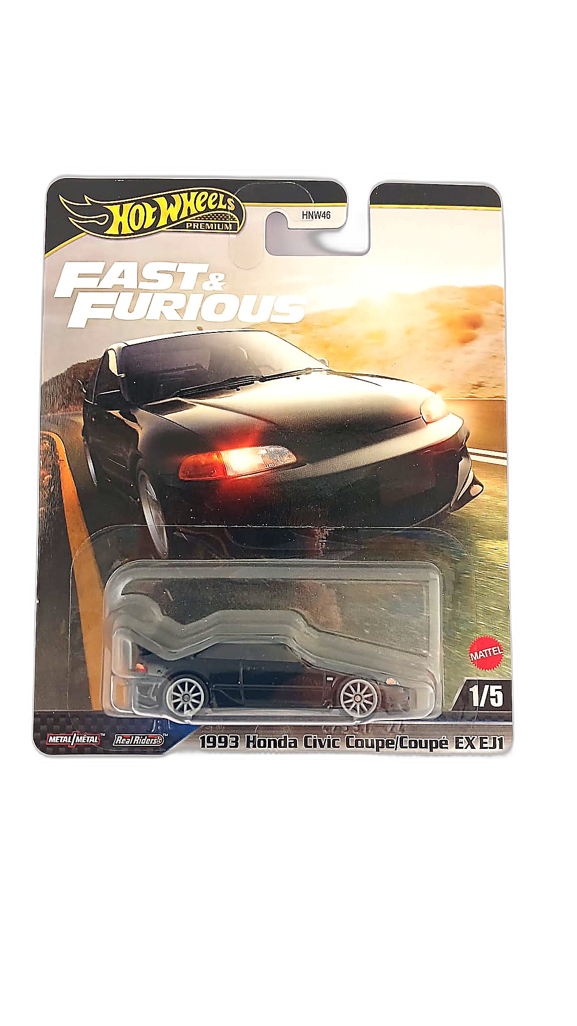 Hot Wheels Premium — Fast & Furious 1/5 — 1993 Honda Civic Coupe EX EJ1 (HNW46)