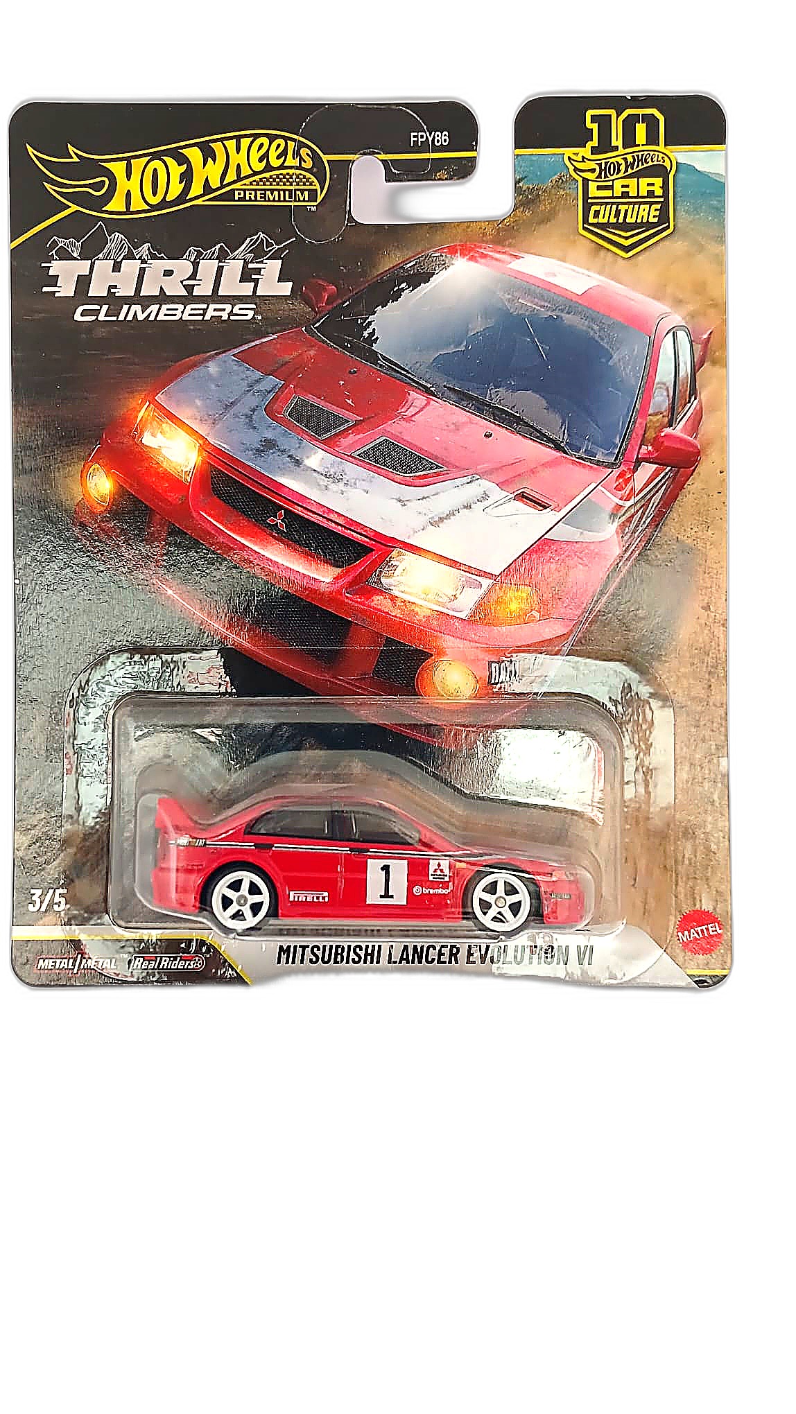 Hot Wheels Premium — Mitsubishi Lancer Evolution VI (Car Culture / Thrill Climbers 3/5, FPY86)