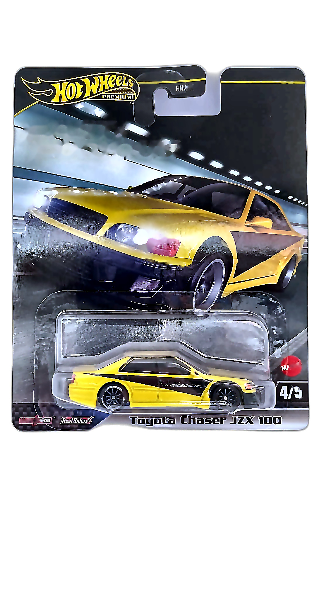 Hot Wheels Premium — Toyota Chaser JZX100 (Fast & Furious Premium Serisi 4/5, HNV / HNW46, Sarı-Siyah renk şeması)